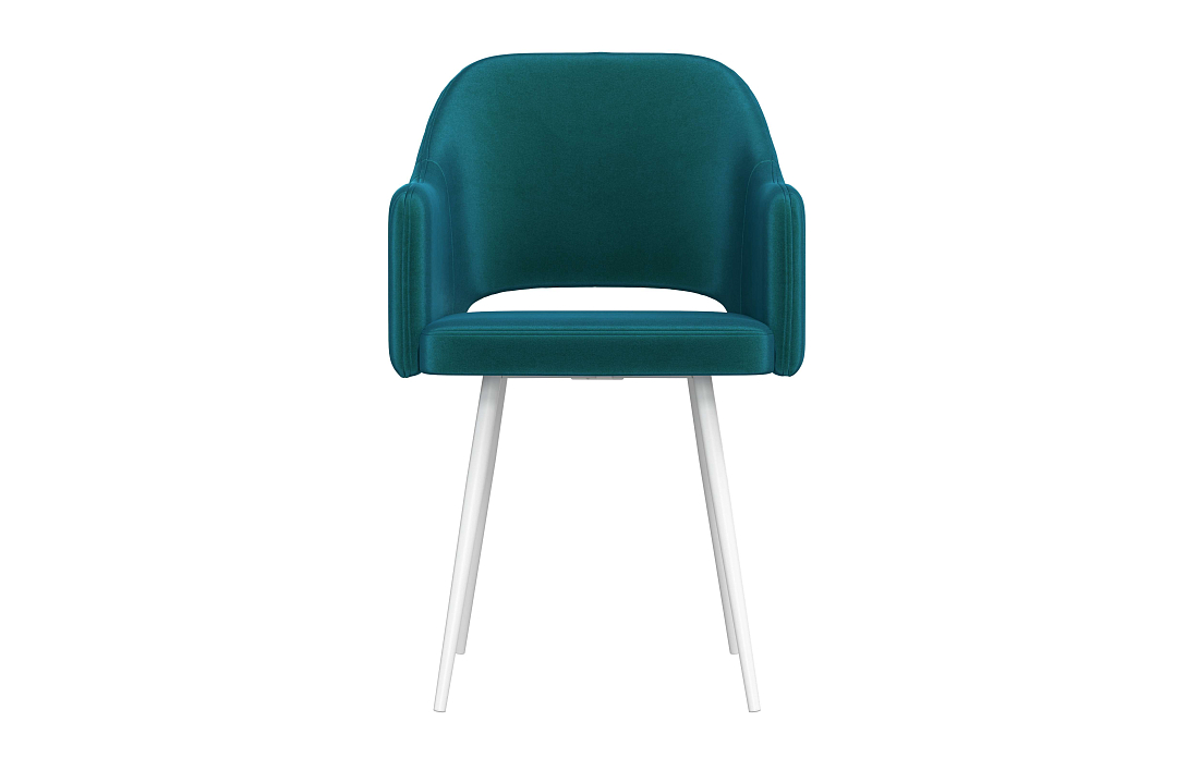 Стул Берта Т велюр конфетти изумруд/Цвет металл белый